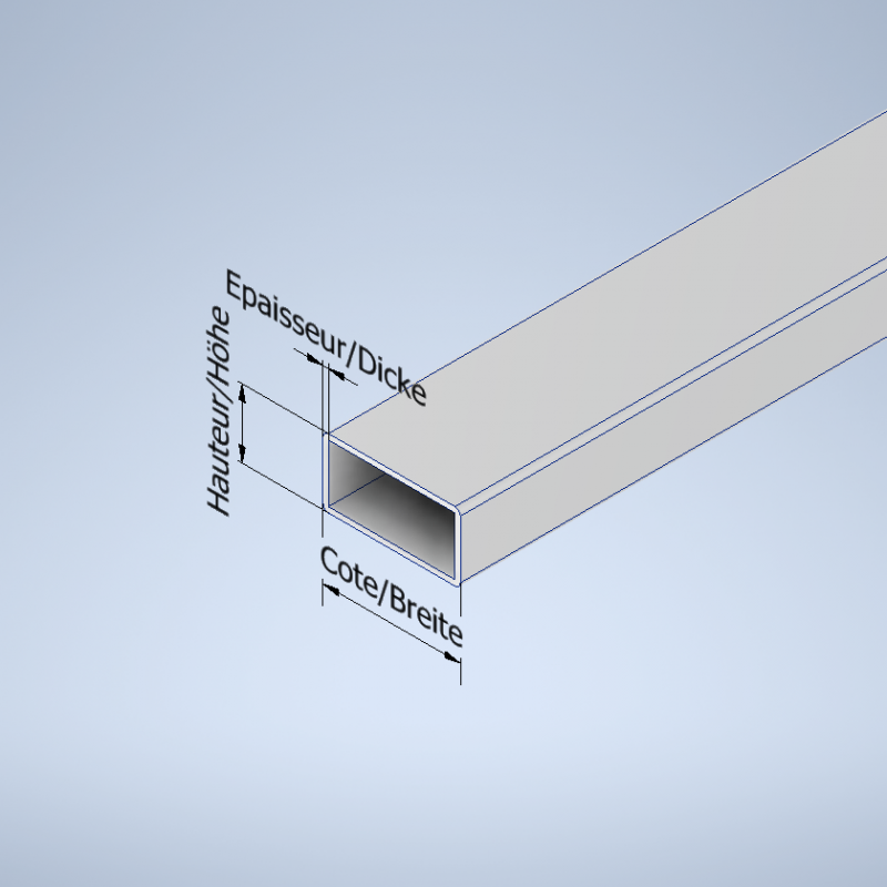 Tube rectangulaire en aluminium ELOXIERT Profil creux en aluminium Longueur 1-2,5 m 